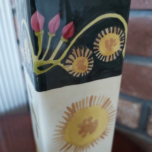 Fiasco Inc Peru Ceramic Rectangular Bud Vase Sun Flowers - Picture 5 of 8